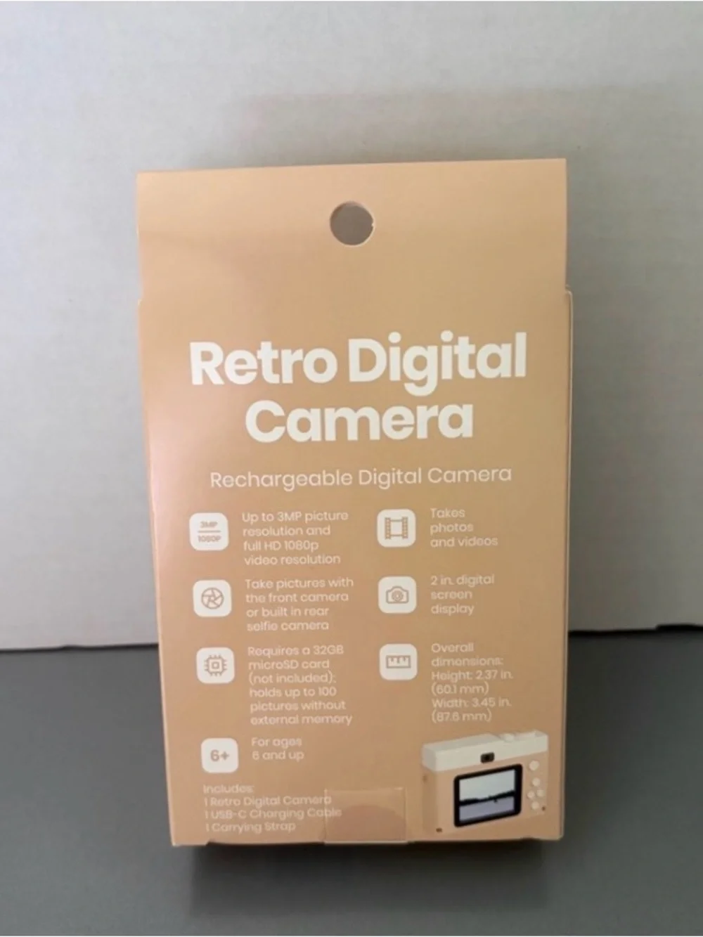 Retro Digital Camera Pink Rechargeable Kids Camera Photo & Video 1080P